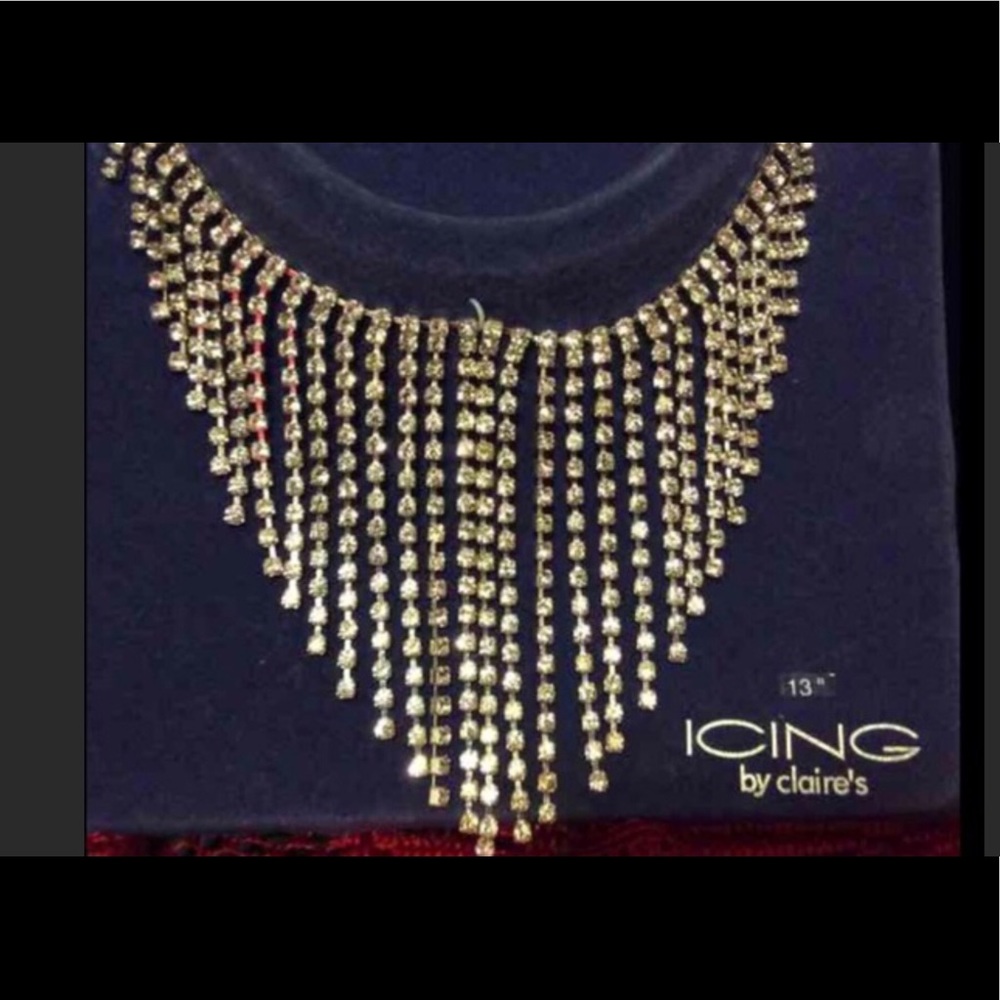 New genuine crystal waterfall 13” Choker necklace